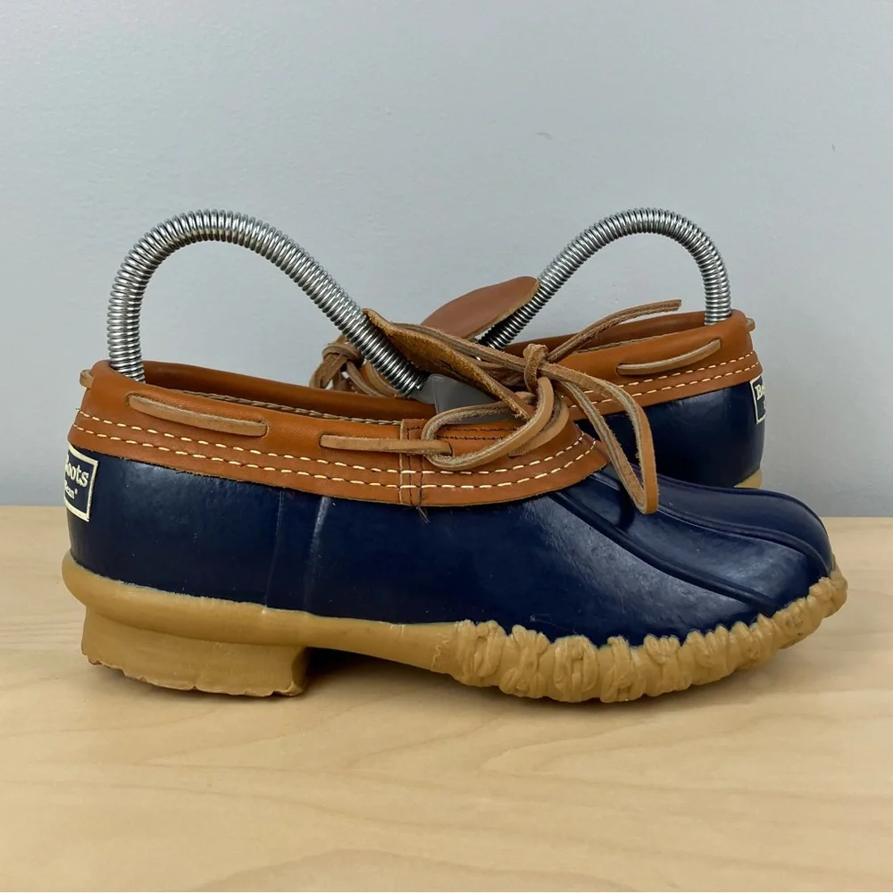 L.L. Bean Navy Blue and Brown Women's Winter Duck Boots